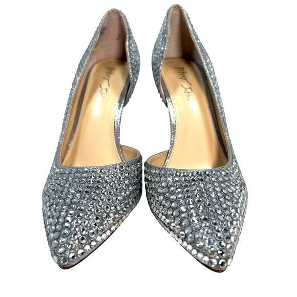 Betsey Johnson Hazil Silver Rhinestone Heels Women’s 8.5 Pointed Toe Pumps - Picture 5 of 9